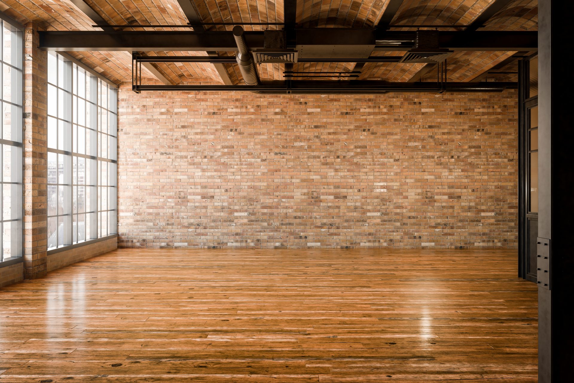 Empty Office Space with brick Wall