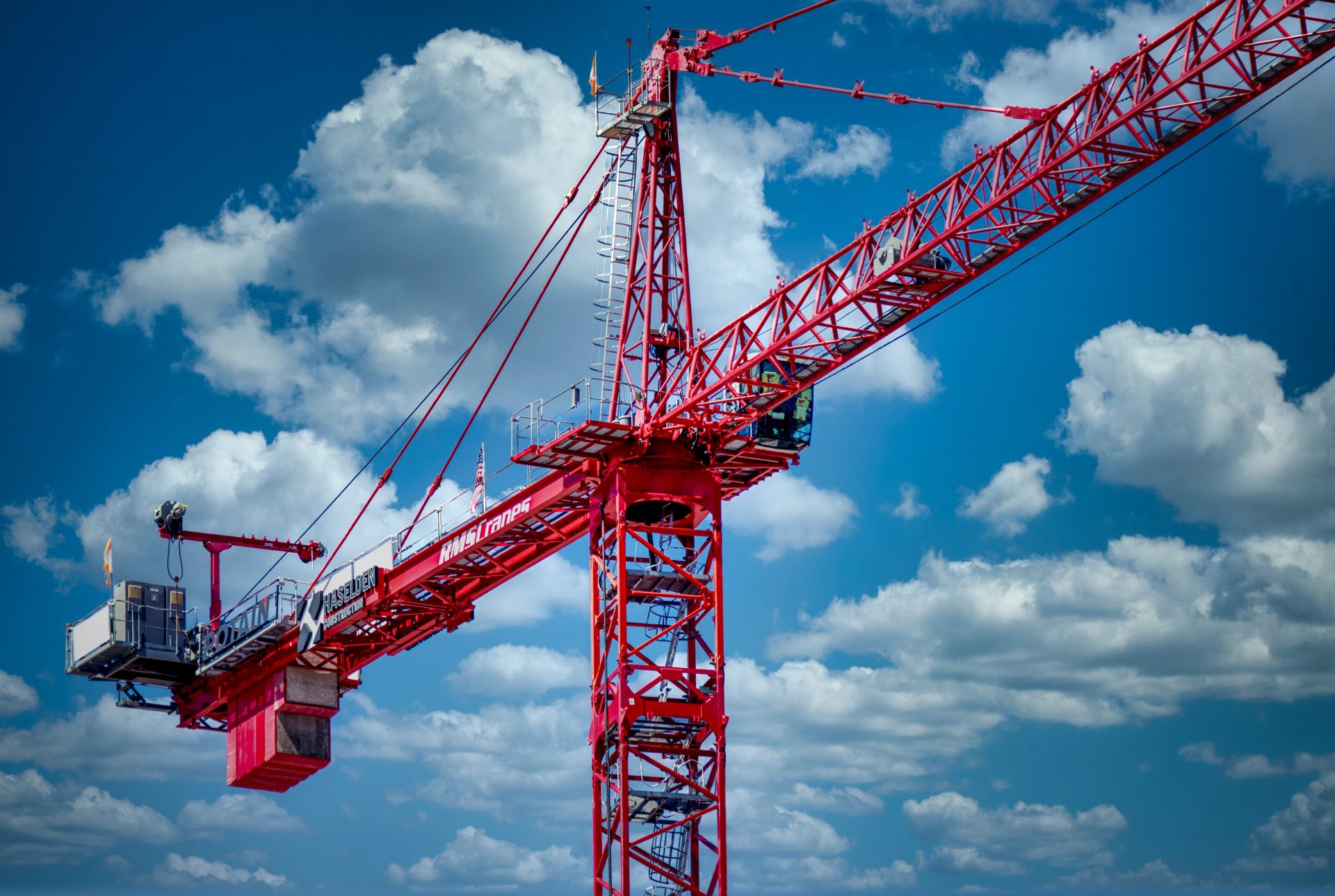 Red construction crane image