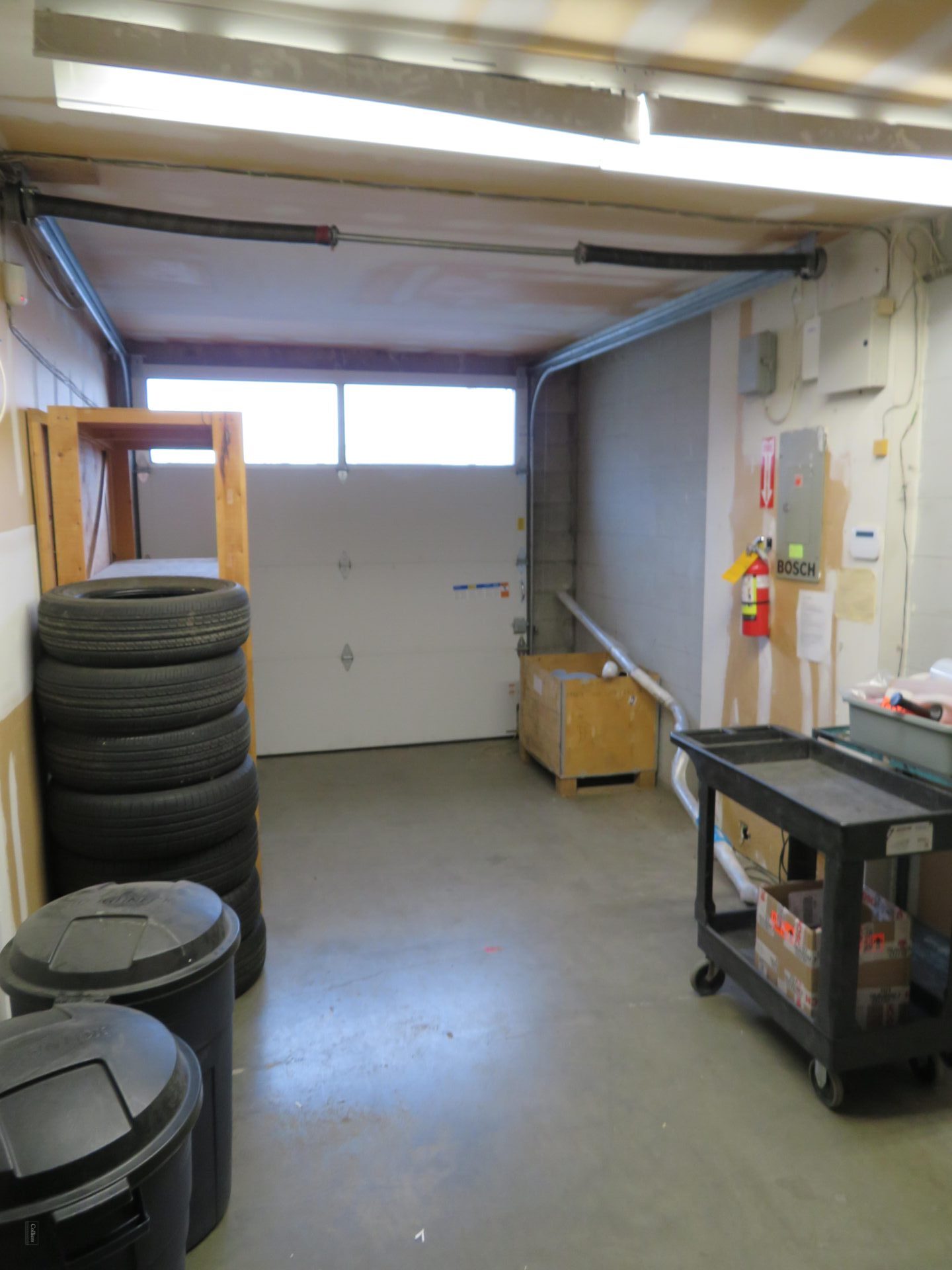 Drive in door in warehouse area of building suite for sublease on 511 David Street, Victoria, BC. Close proximity to downtown core and major highways.
