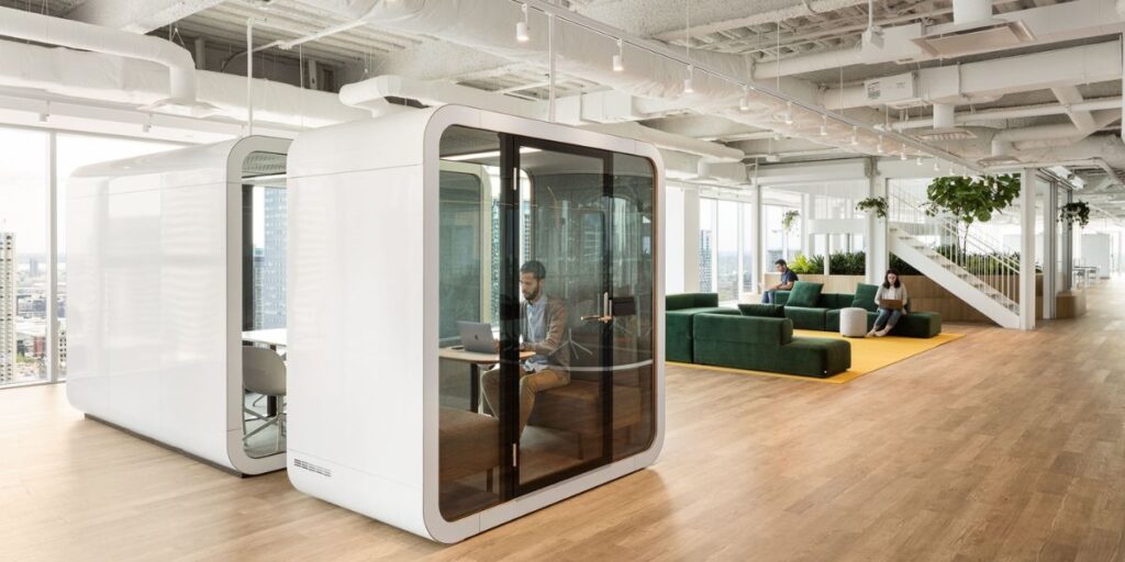 Optimize Your Existing Office Footprint Before You Expand Your Lease 4 Movable office pod designed to provide employees with a private and flexible workspace